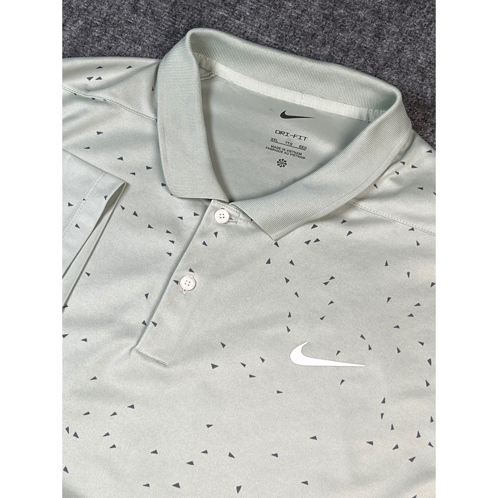 Nike Dri-FIT Golf Polo Shirt XXL Gray Triangle Pattern Athletic Top‎